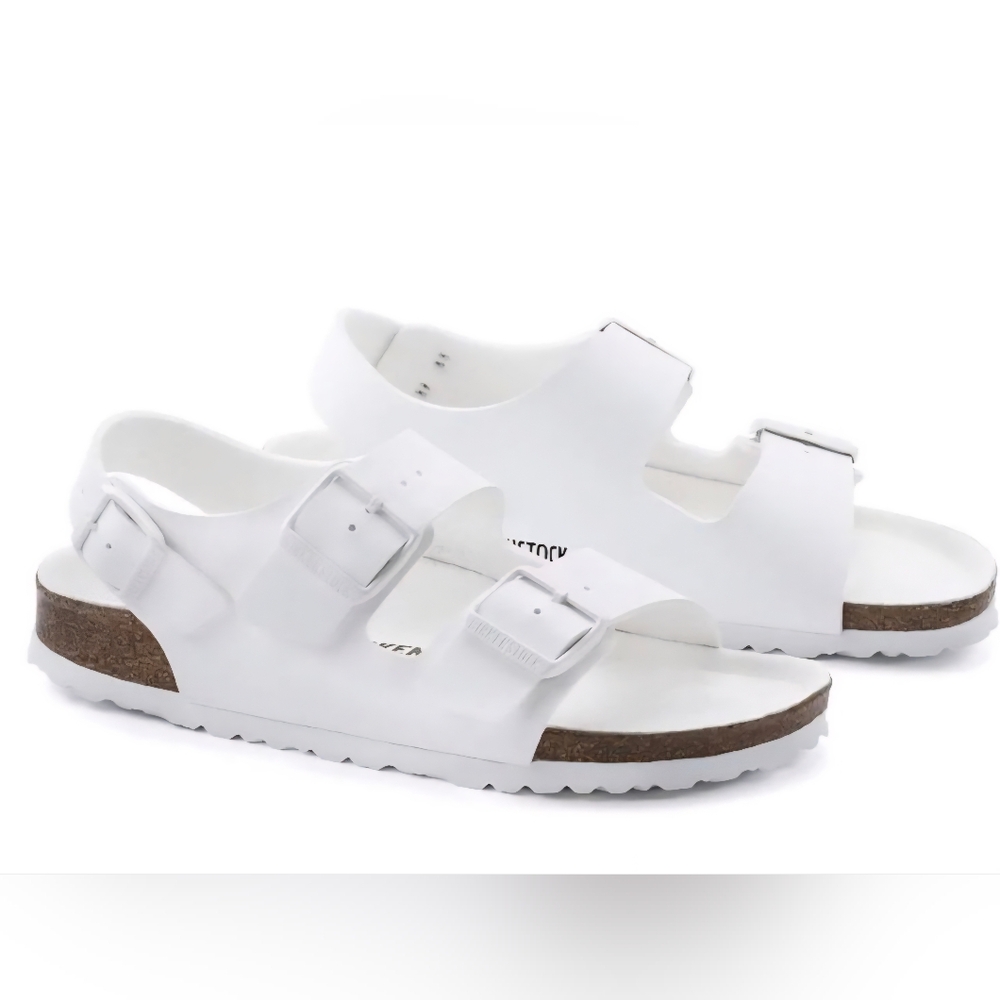NWB Birkenstock Milano Vegan White Sandals Sz 38
